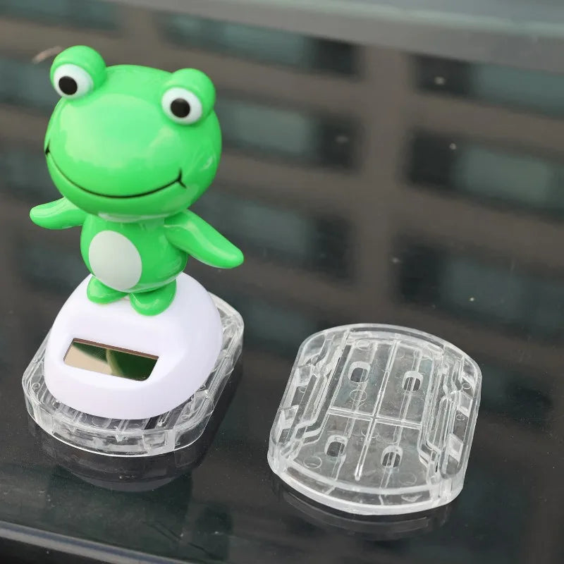 Solar Nodding Frog Car Dashboard Ornament – No Battery