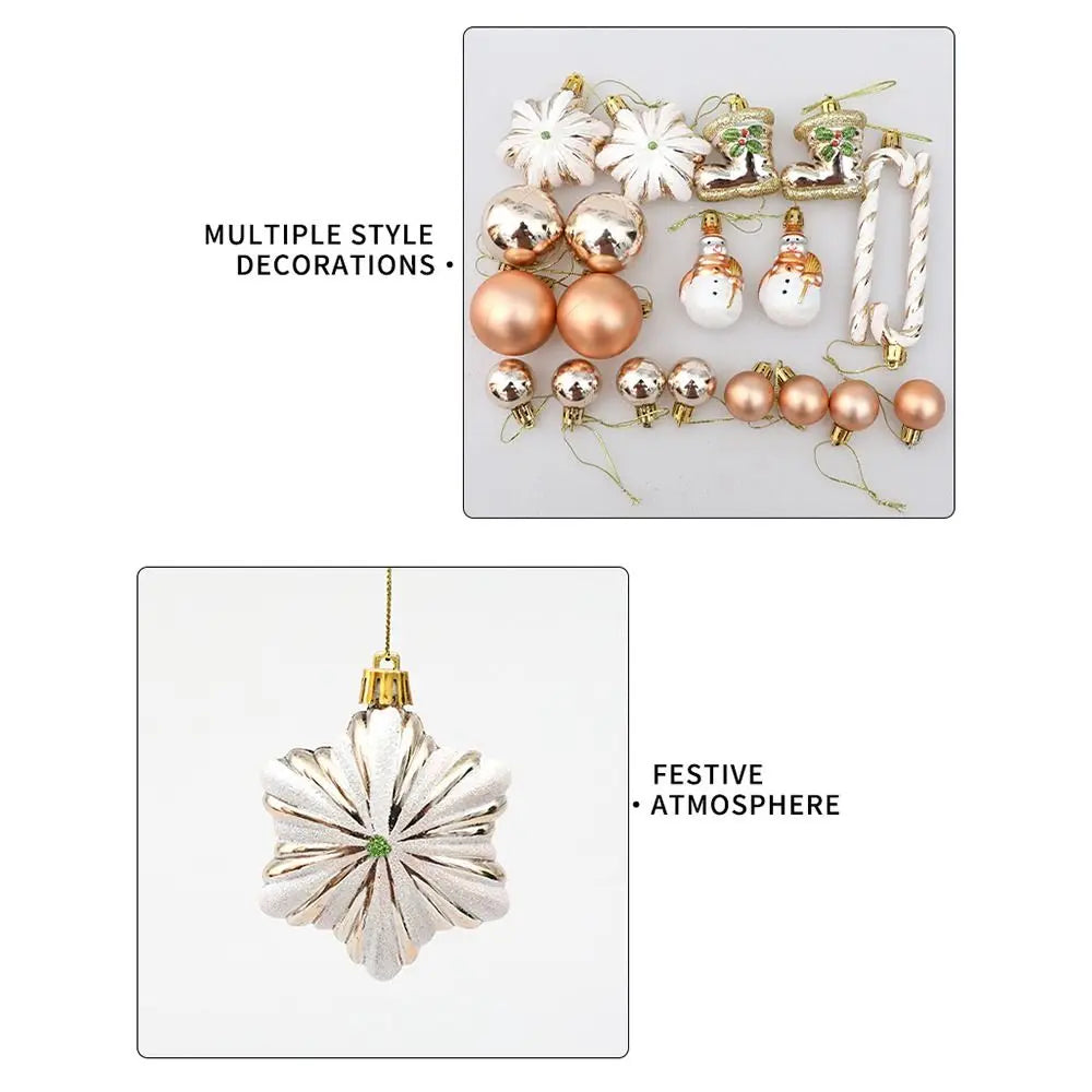 Mixed Shape Christmas Ornament Balls – Red, Gold & Rose Gold
