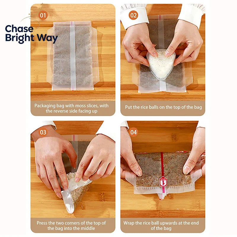 10-Pack Double Layer Triangle Onigiri Bags | Rice Ball Wrap