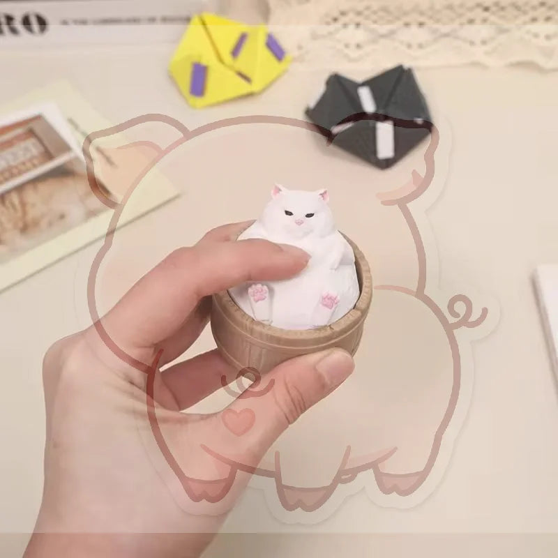 Kawaii Fat Cat Bathtub 3D Printed Fidget Toy | Desktop Decor