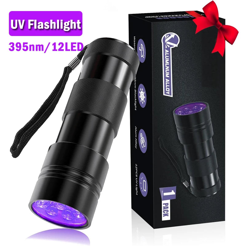 UV Black Light Flashlight 9/12 LED 395nm – Pet Stain Detector