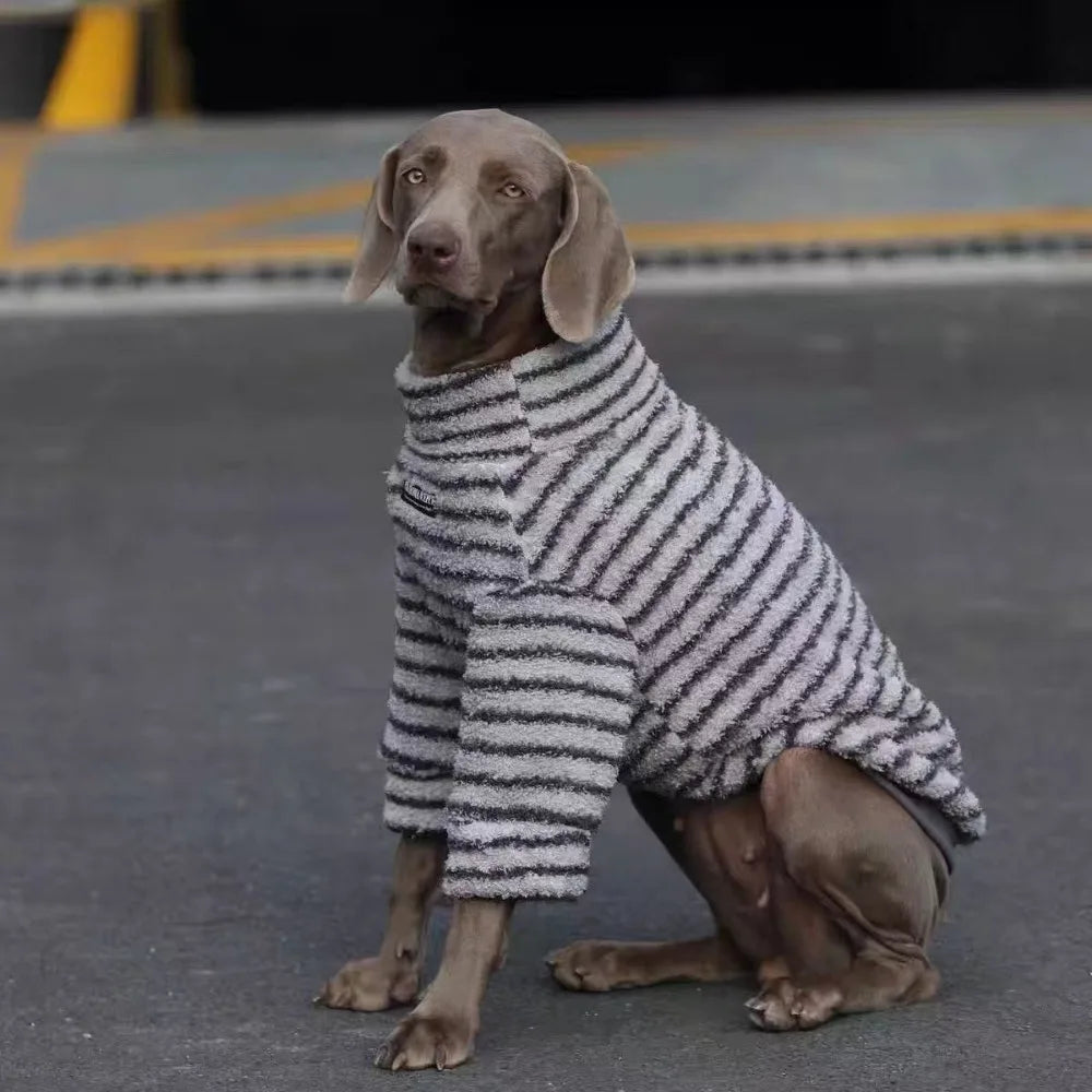 Fleece Striped Dog Turtleneck Sweater – Medium & Large Dogs