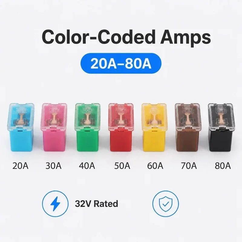 Mini Square Automotive Fuse 32V 20A–80A | Car & RV Circuit