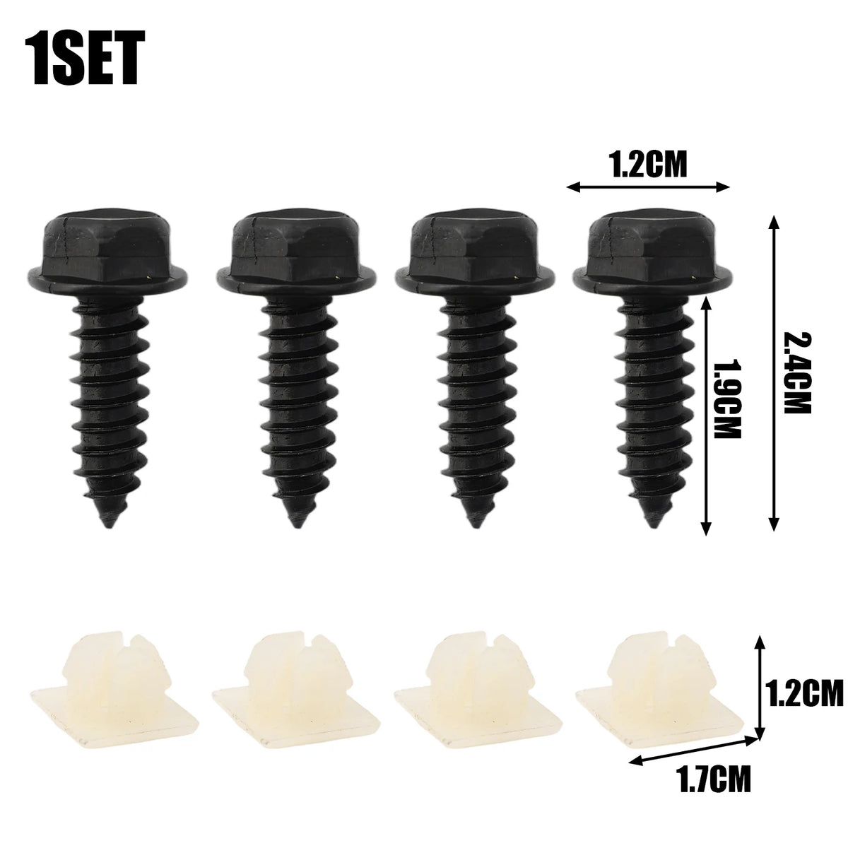 Universal License Plate Screws with Nylon Washers – 4-Pack