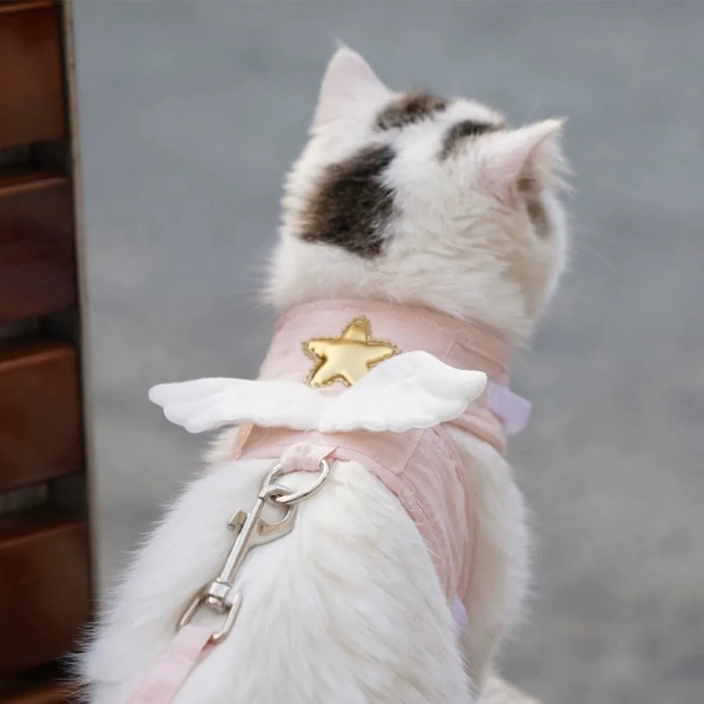 Angel Wings Cat Vest Harness & Leash – Adjustable, All Seasons