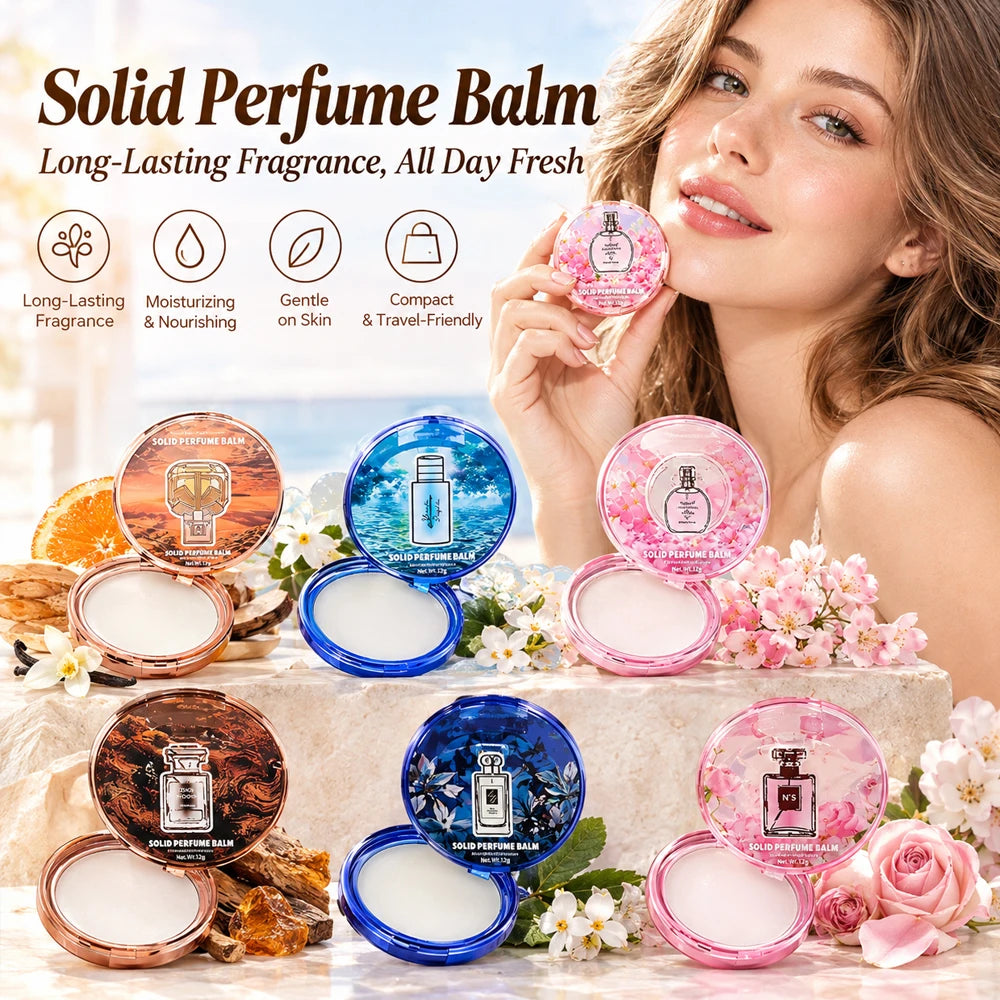 Solid Perfume Balm Set – 6 Scents Travel Pocket Fragrance