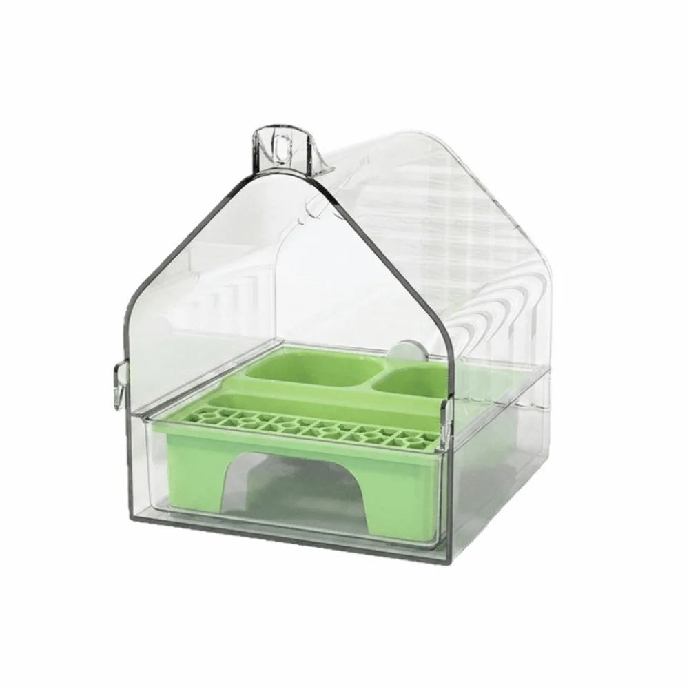 Triangular Parrot Cage Feeder Box – Spill-Resistant Easy Clean