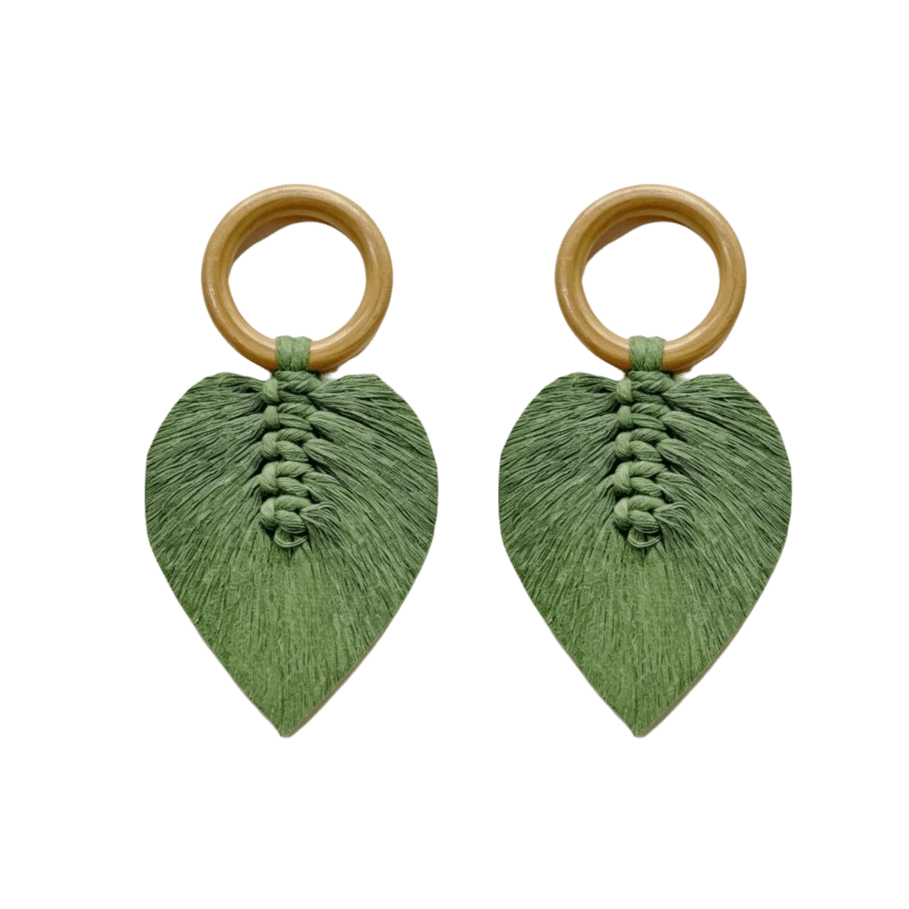 Macrame Leaf Napkin Rings – Boho Woven Holders, Set of 2