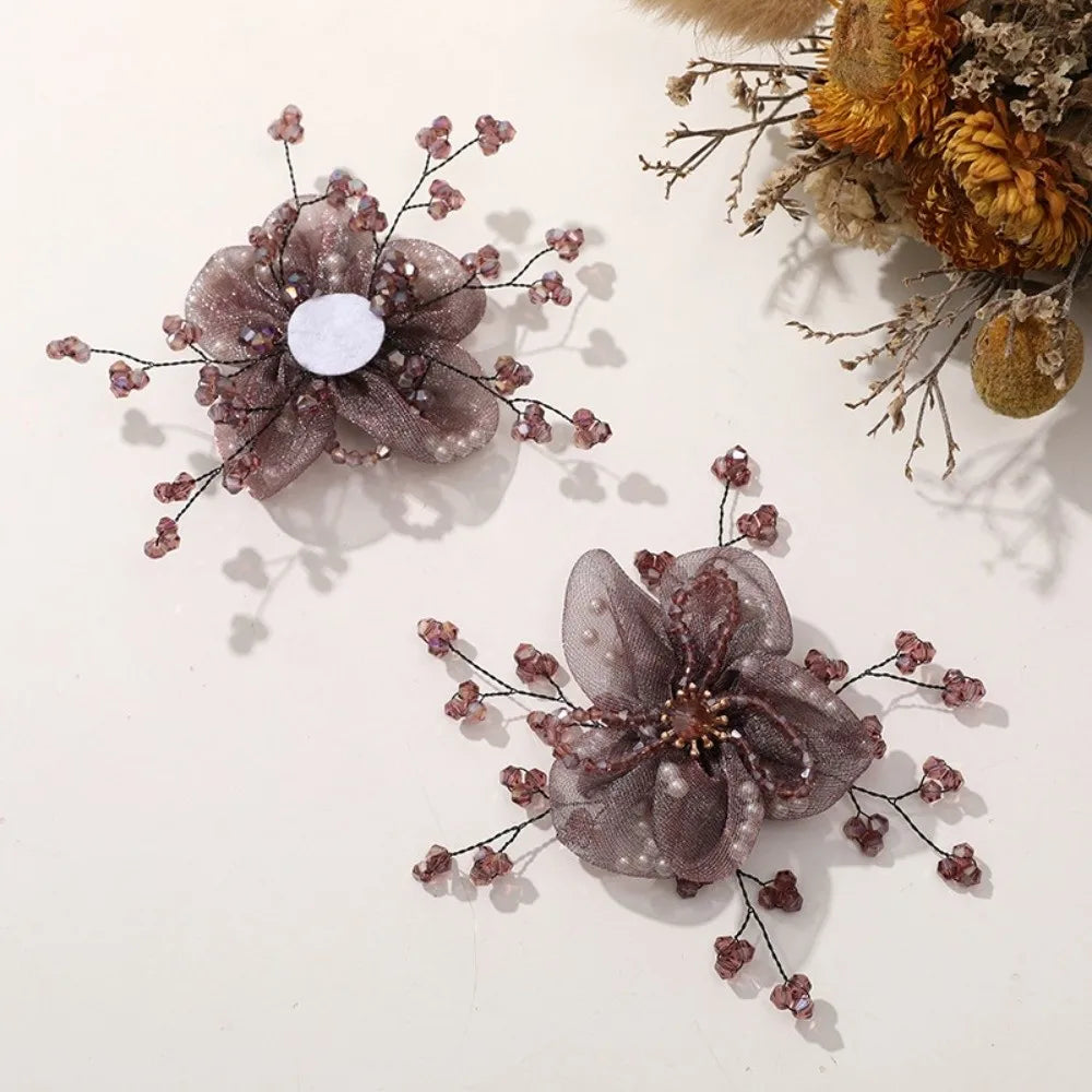 Crystal Bead Organza Flower Applique – DIY Hair Accessory