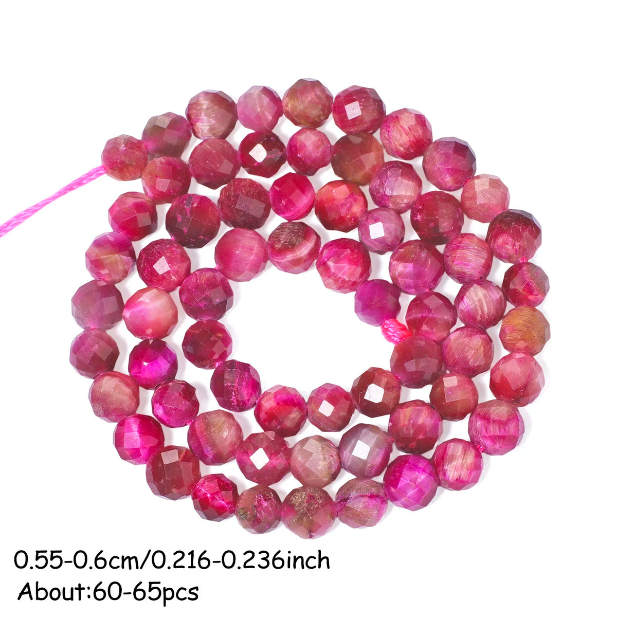 Rose Red Tiger Eye Stone Beads – AAA Faceted Round Loose Spacer