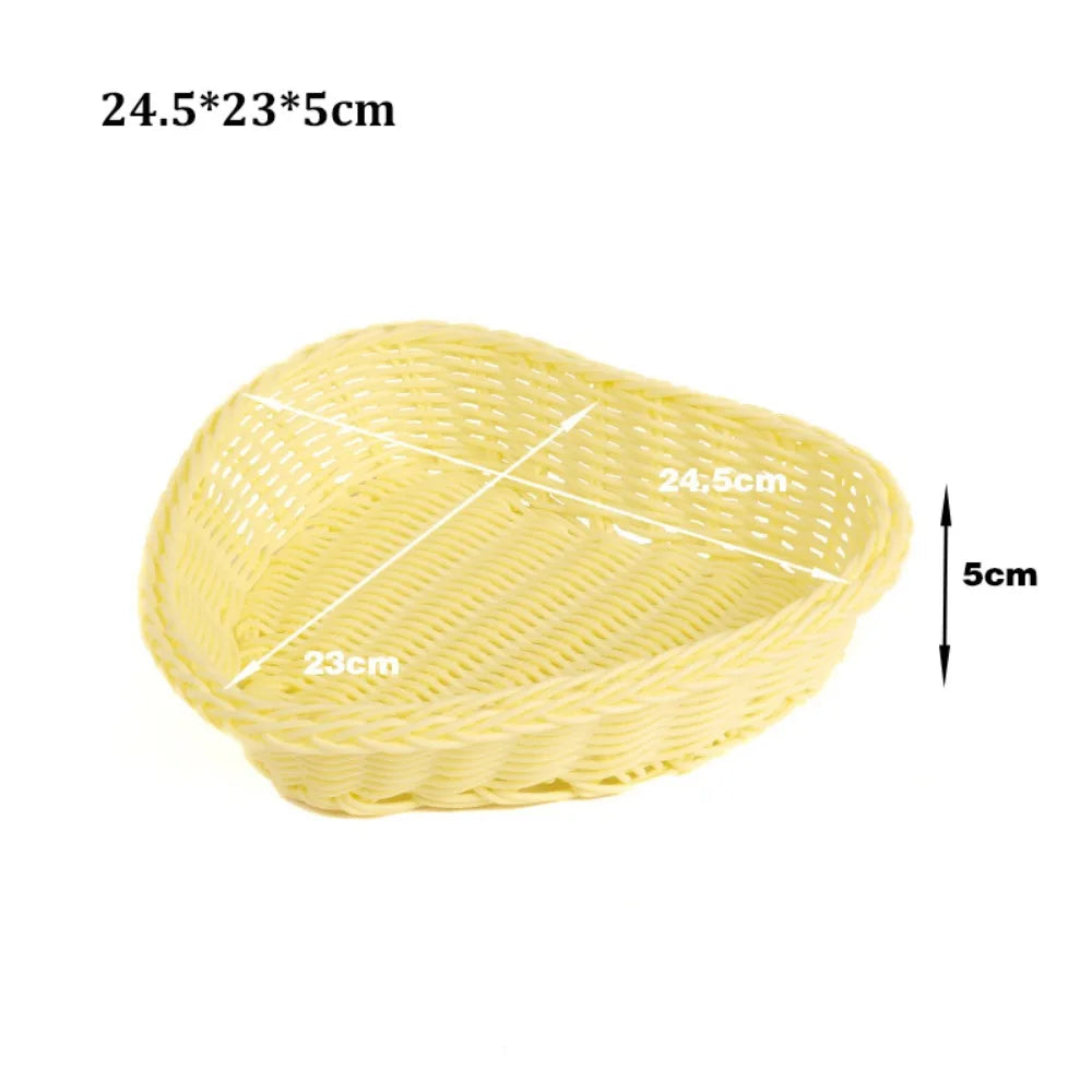 Woven Rattan-Style Serving Basket – Bread, Fruit & Utensil Tray