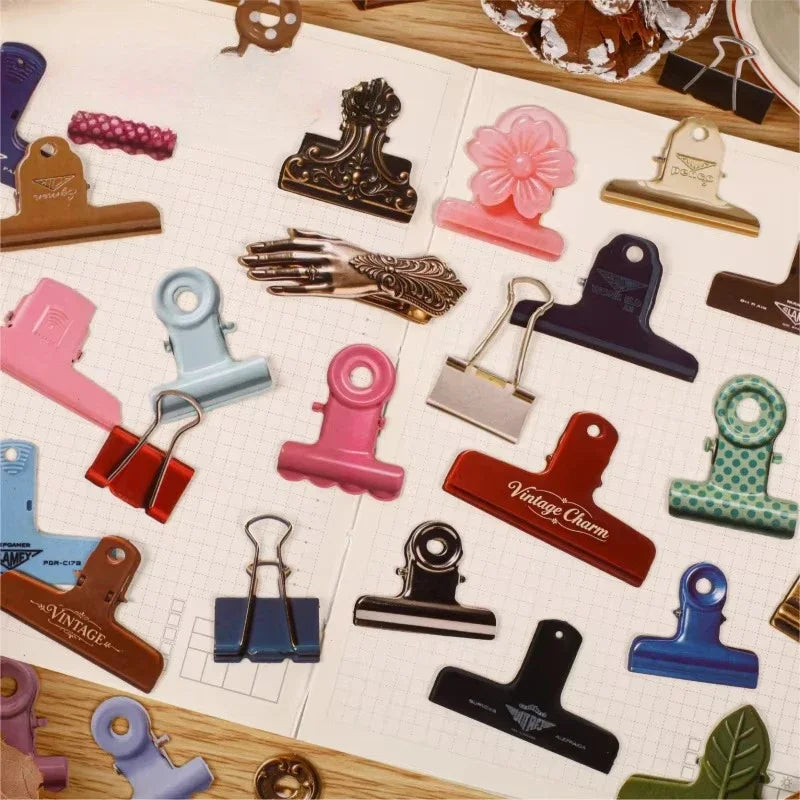Vintage Clip Themed Stickers – 10Pcs Retro Journal Decals