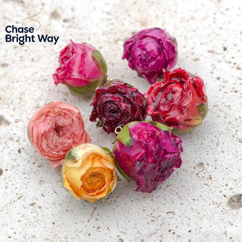 Real Preserved Rose Charms – 2 Pcs DIY Jewelry Making Set