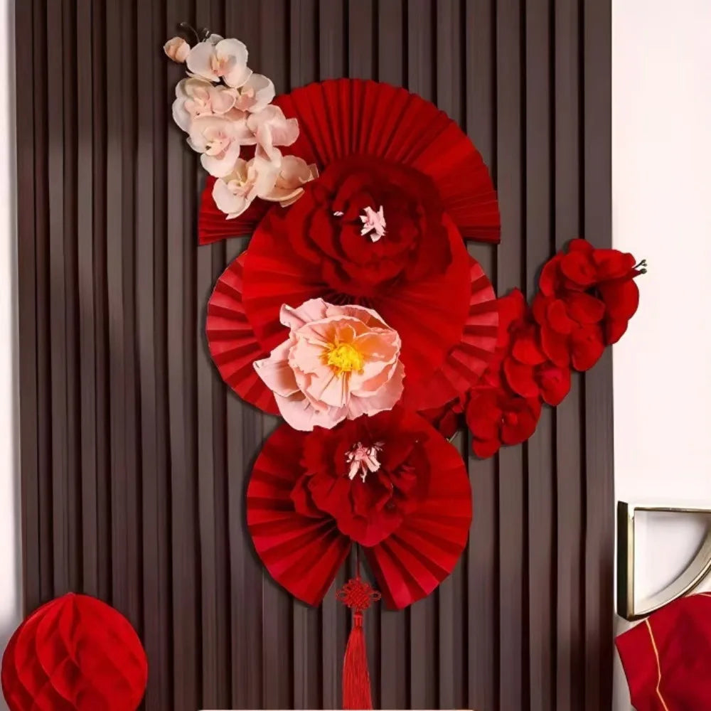Chinese New Year Paper Flower Backdrop – DIY Red Spring Decor