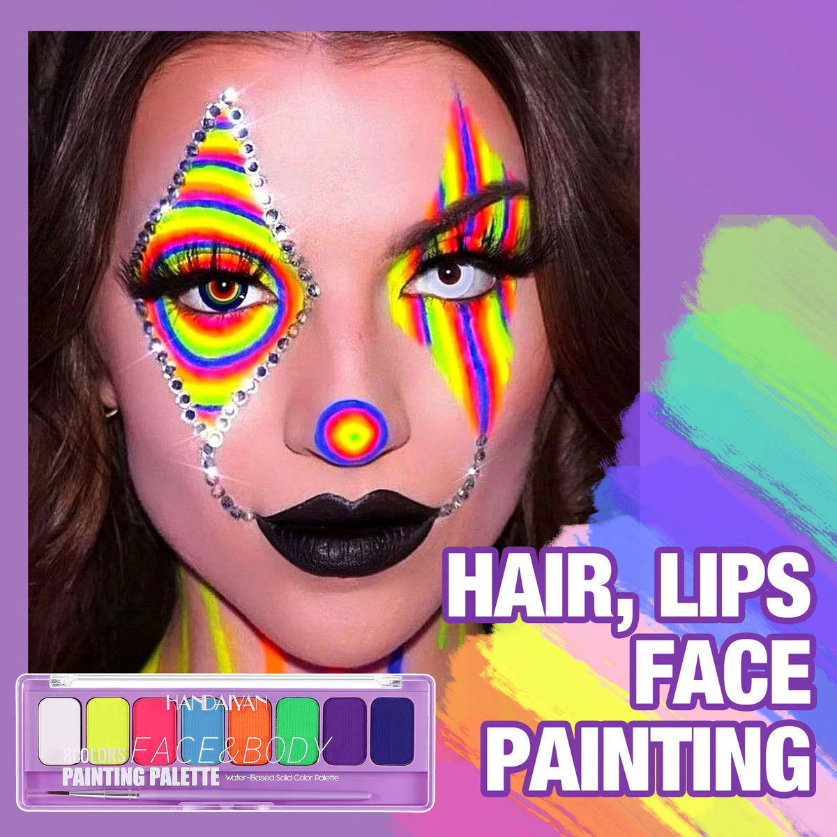 8-Color UV Neon Face & Body Art Paint – Glow Halloween Kit