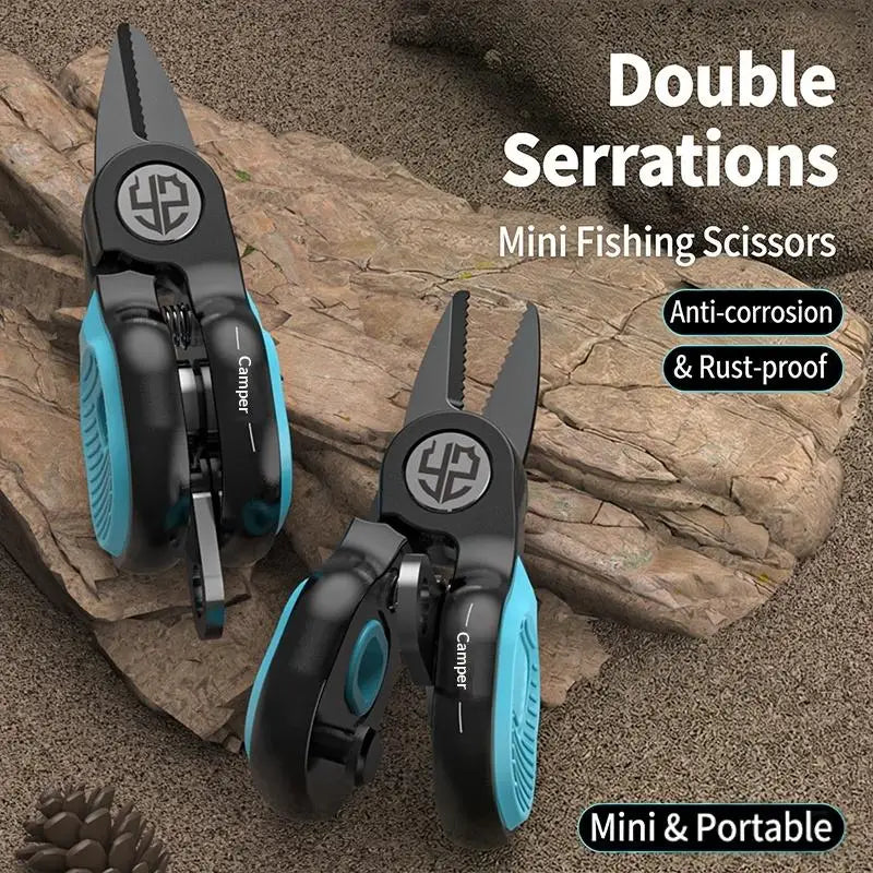 Portable Stainless Steel Fishing Shears | Serrated PE Line Cutter