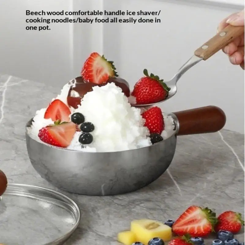 Stainless Steel Bowl Walnut Handle & Lid – Single Serve 17-20cm
