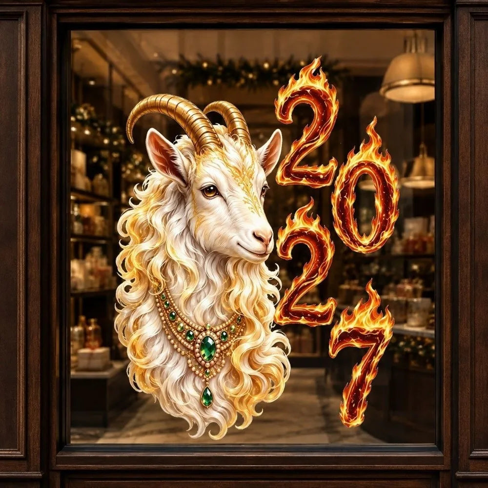 2027 Year of the Sheep Static Window Clings | PVC Wall Stickers