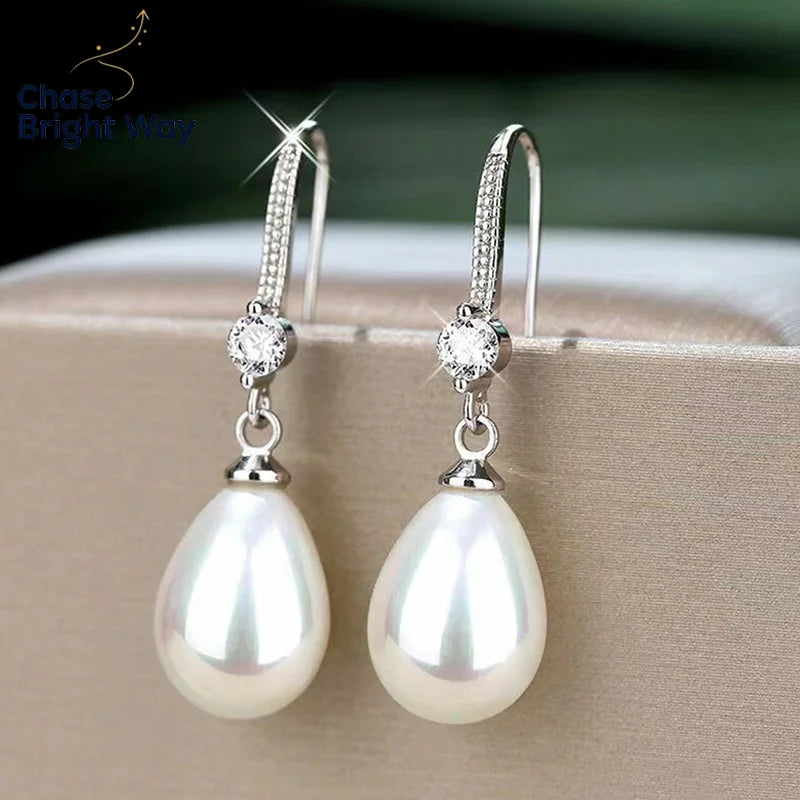 Water Drop Pearl Drop Earrings – Round & Oval Women's Jewelry