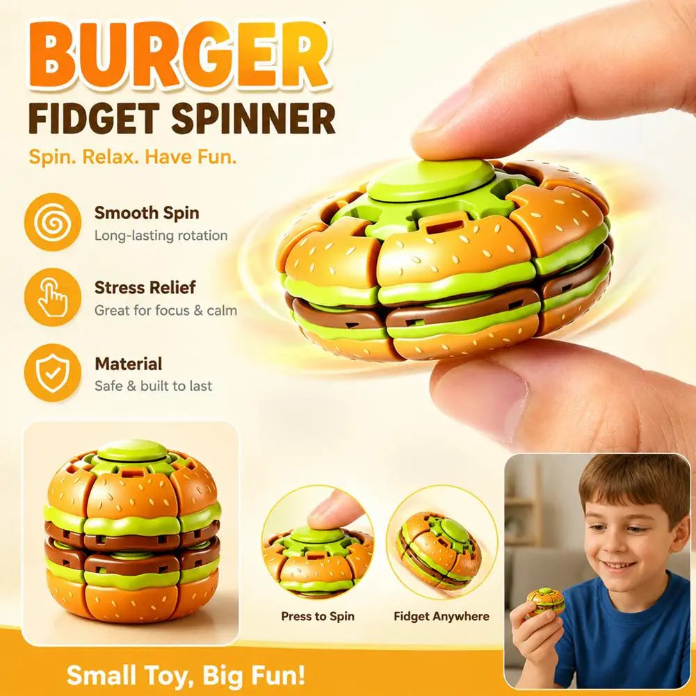 Hamburger Fidget Spinner Ball – Press & Spin Gyro Desk Toy