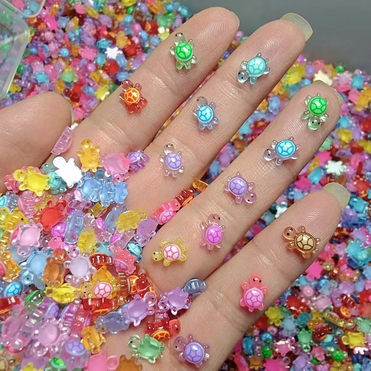 100pcs Glow-in-the-Dark Turtle Resin Nail Art Charms | DIY