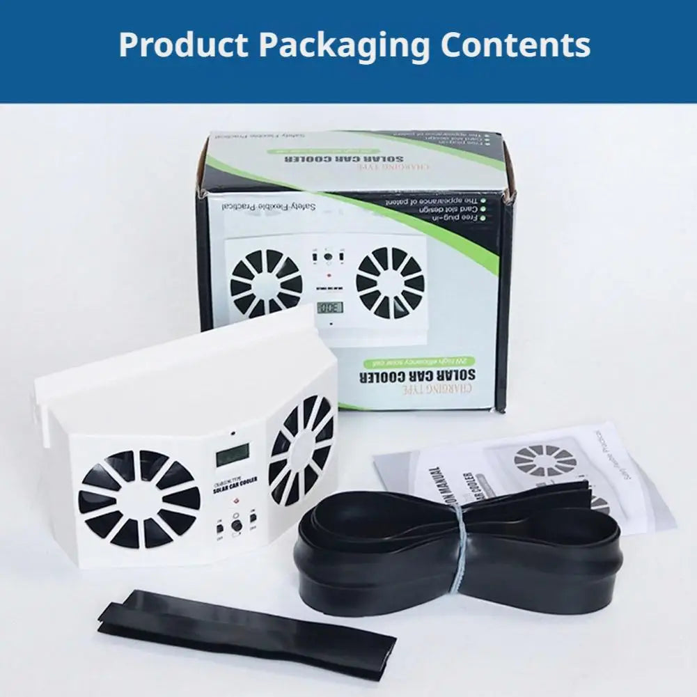 Solar Car Ventilation Fan – Dual Motor Cooling & Thermometer