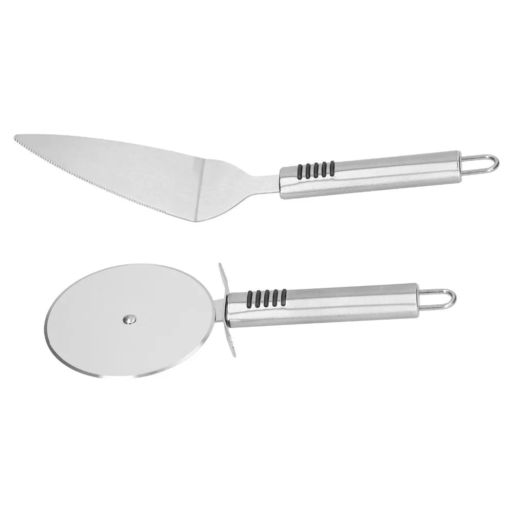 Stainless Steel Pizza Cutter & Spatula Set – 2-Piece Kit