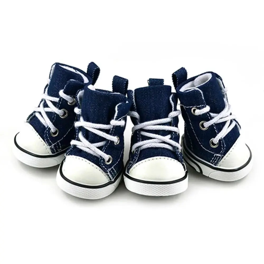 4-Pack Waterproof Canvas Dog Boots – Breathable Puppy Shoes