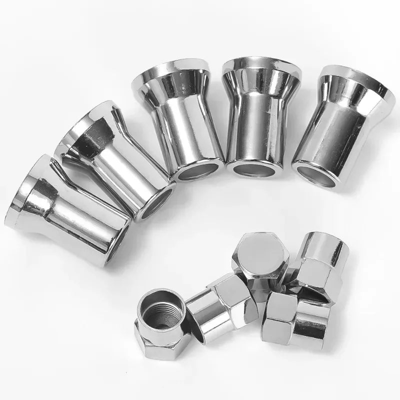 TR413 Chrome Snap-On Tire Valve Caps with Sleeve – 5 Pack