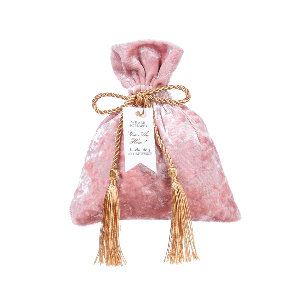 Velvet Drawstring Candy Bags – Tassel Gift Pouches for Weddings