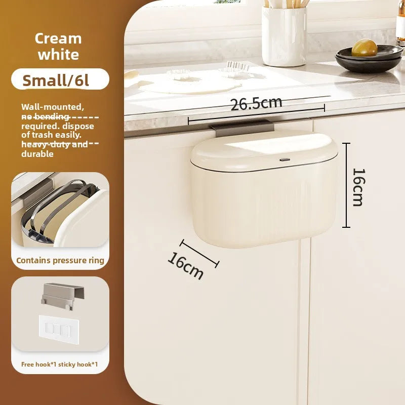 Wall-Mounted Slide-Open Trash Can – Kitchen & Bathroom Bin