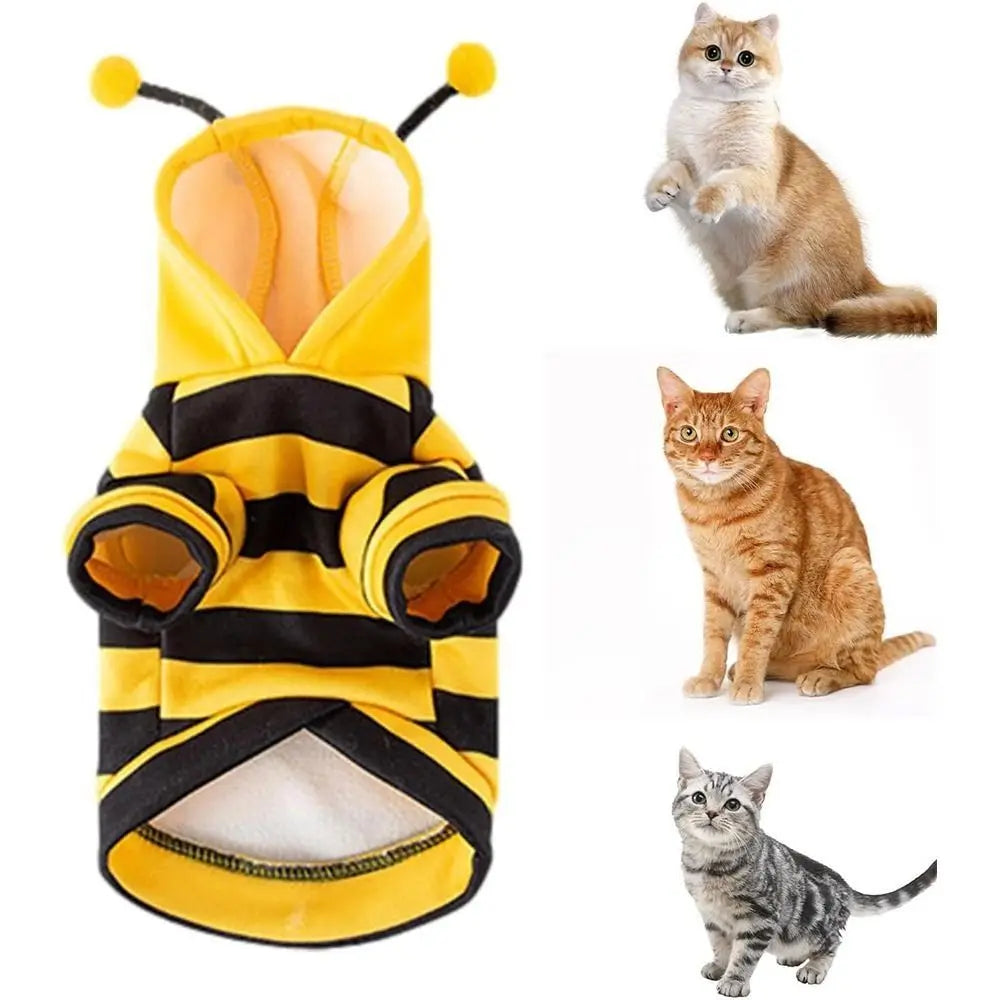 Pet Bee Costume Hoodie – Warm Striped Cat & Dog Cosplay