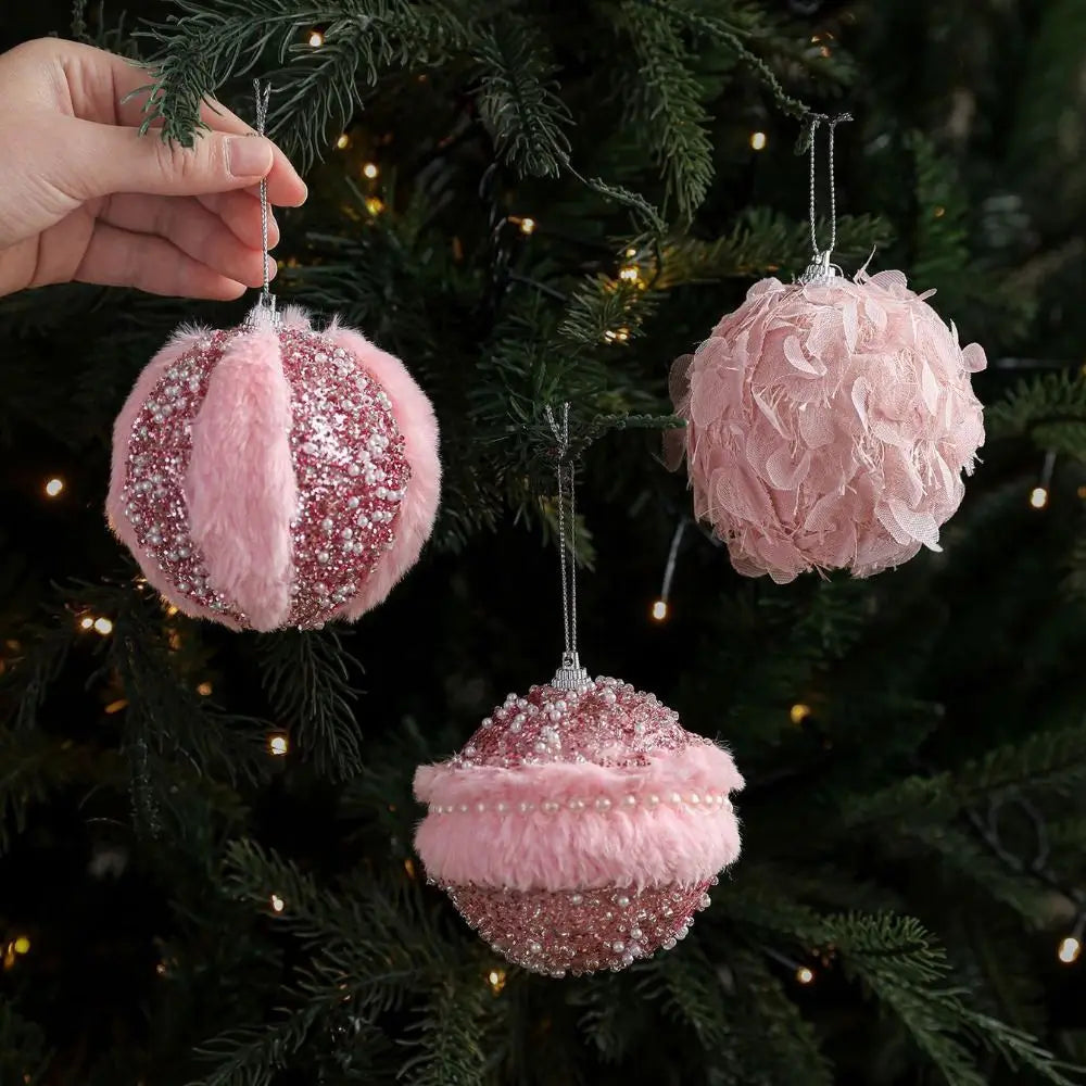 Pink Petal Foam Christmas Ball Ornament – DIY Xmas Hanging