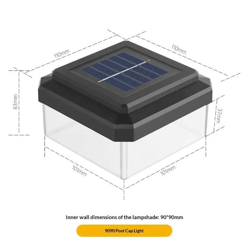 Solar LED Post Cap Light IP65 Waterproof Outdoor Fence Decor