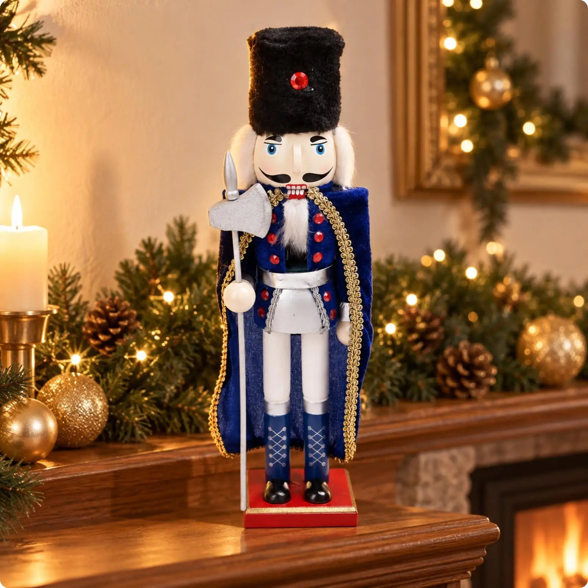 Traditional Wooden Nutcracker Soldier Figurine – 38cm Christmas Décor
