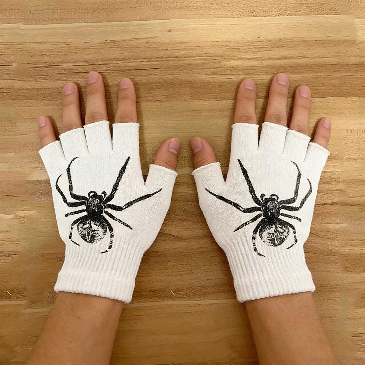 Y2K Punk Gothic Knit Fingerless Gloves – Unisex Half Finger