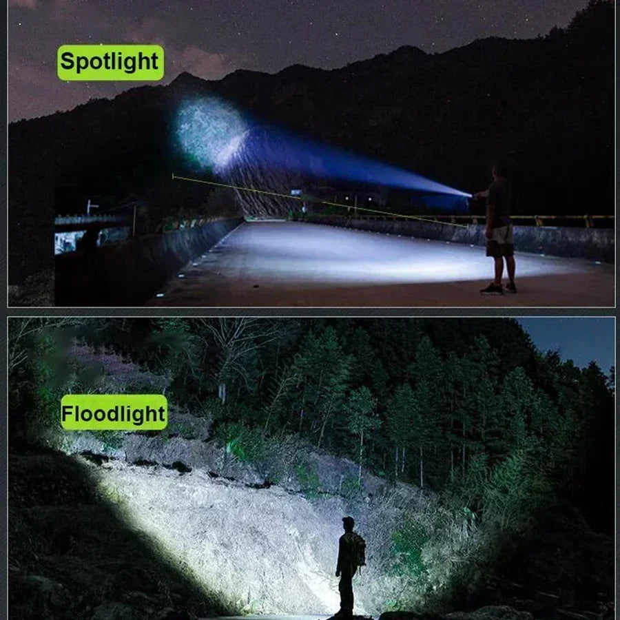 Rechargeable LED Flashlight – 3 Modes, USB-C, 1500m Beam