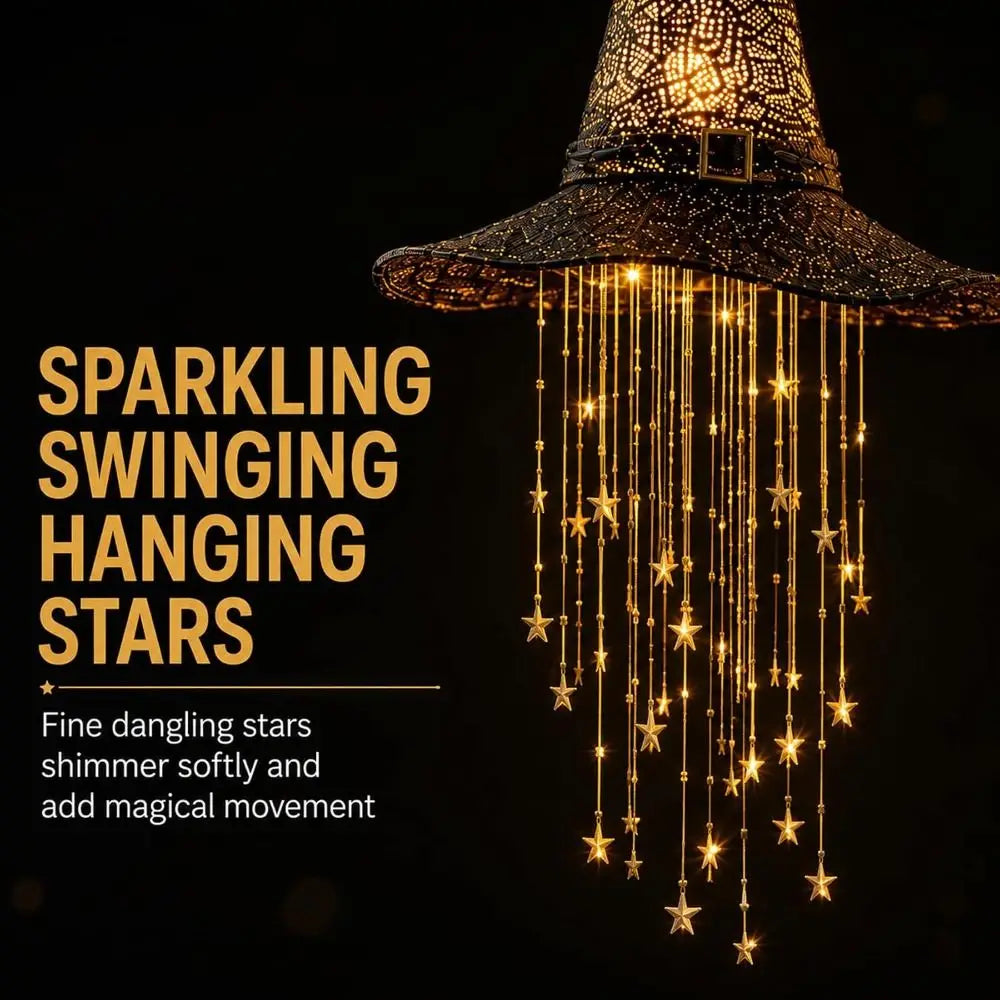 LED Lighted Witch Hat Hanging Chime | Halloween Porch Decor
