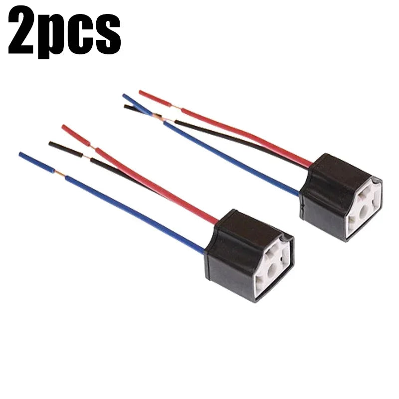 H4 Ceramic Headlight Bulb Socket 3-Hole Wiring Plug – 2 Pack