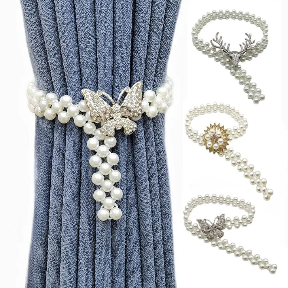 Pearl Curtain Tieback Holdback – Elastic Adjustable Strap