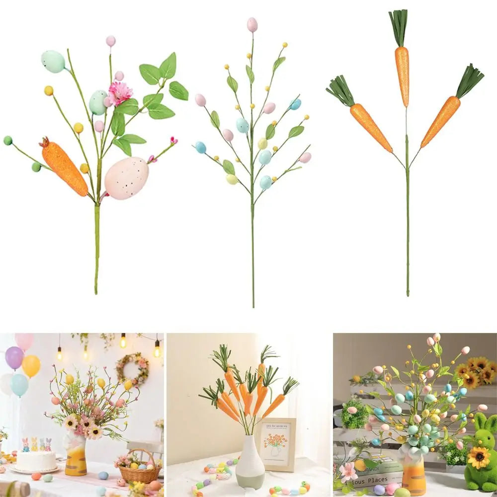 Easter Egg Carrot Artificial Flower Bouquet – Foam Branch Décor