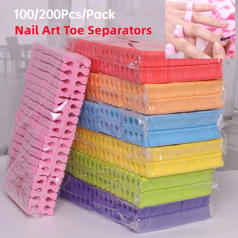 Sponge Toe Separators for Pedicure & Nail Art – 100/200 Pack