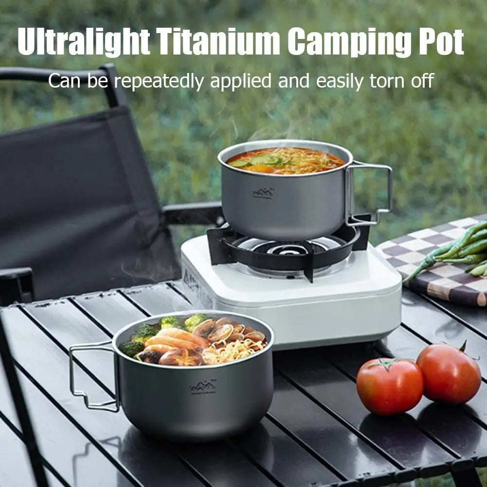 Titanium Camping Pot – Foldable Handle Lightweight Cookware