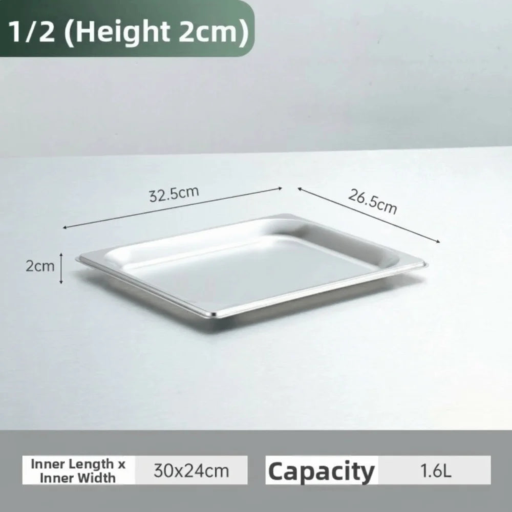 Stainless Steel GN Food Pan with Lid – 32.5×26.5 cm Tray