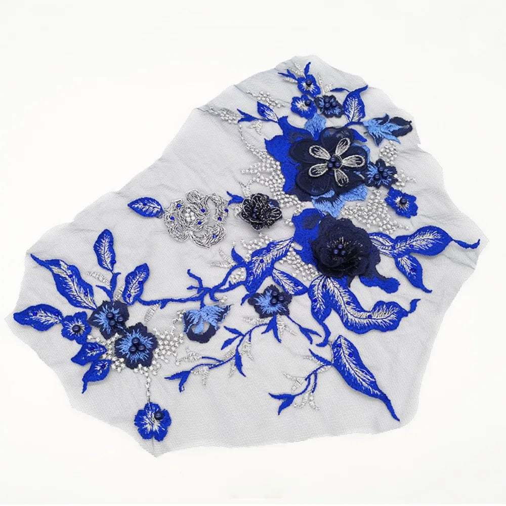 3D Sequined Floral Embroidery Patch – DIY Appliqué 33×26cm
