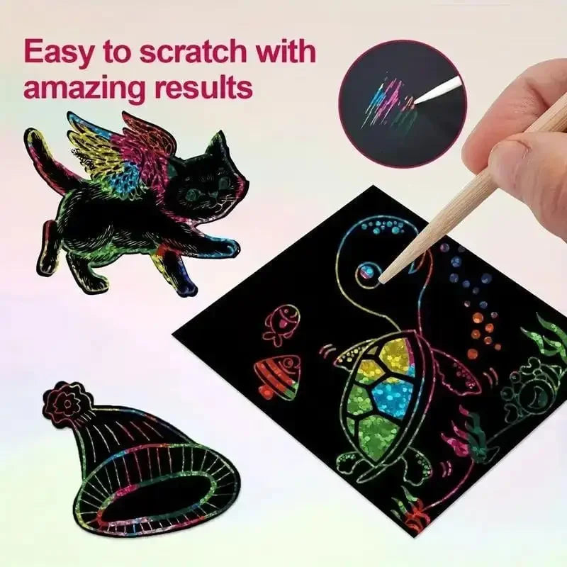 Rainbow Scratch Art Notes 50/100/150 Sheets – DIY Kids Craft Kit