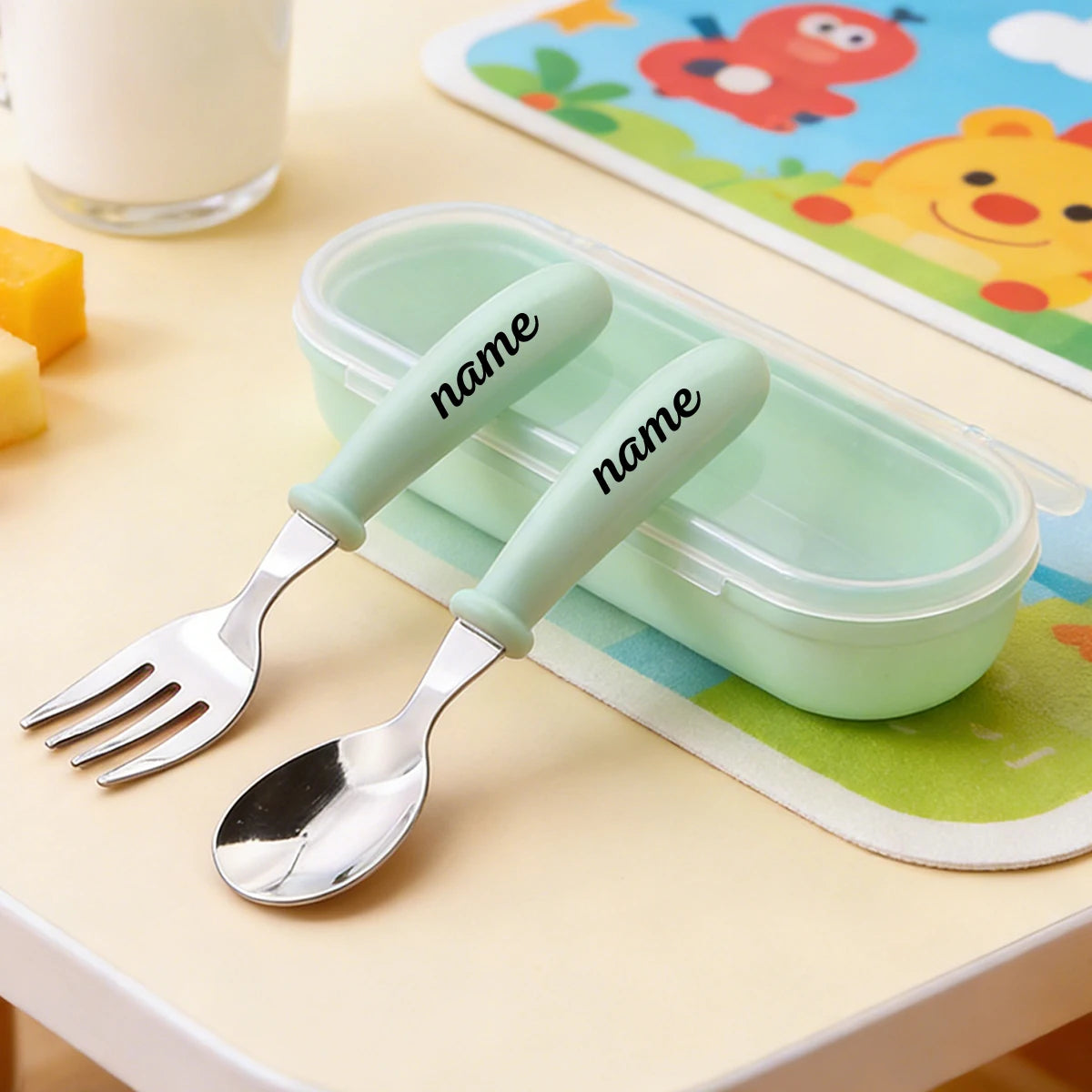Personalized Baby Utensils – Engraved Stainless Steel Fork & Spoon