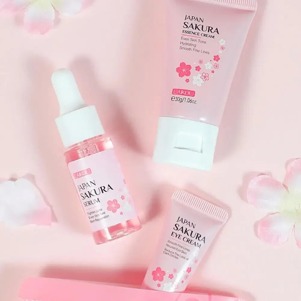 Sakura Skincare 3-Piece Set – Serum, Eye Cream & Essence
