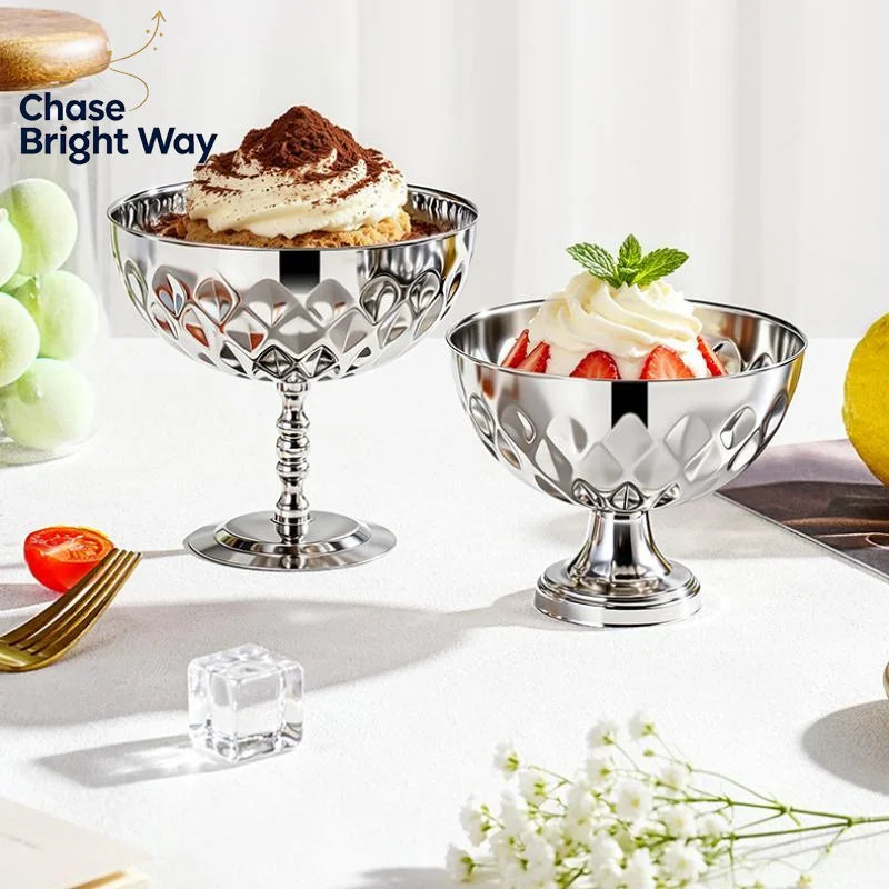 Stainless Steel Goblet Snack Bowl – Ice Cream, Salad & Fruit