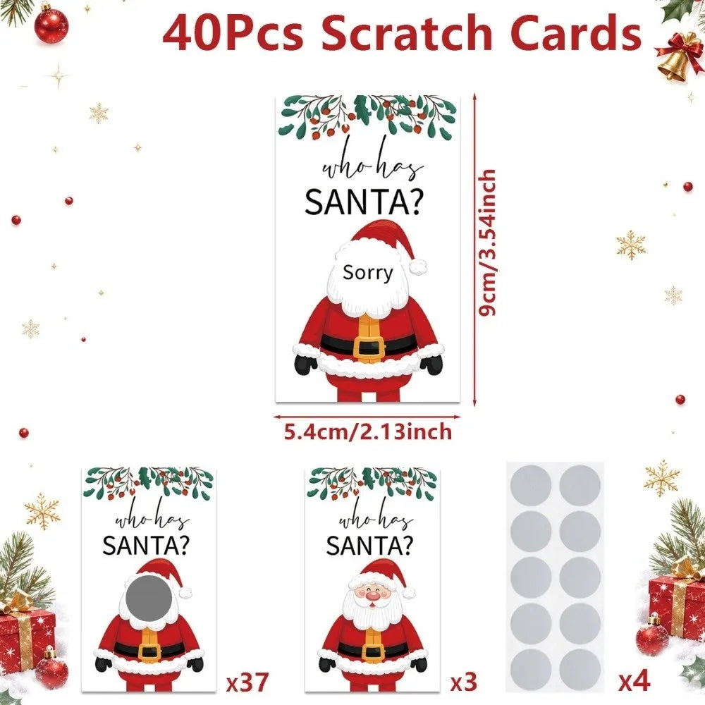 40-Pack Who Has Santa Scratch-Off Christmas Party Game Cards